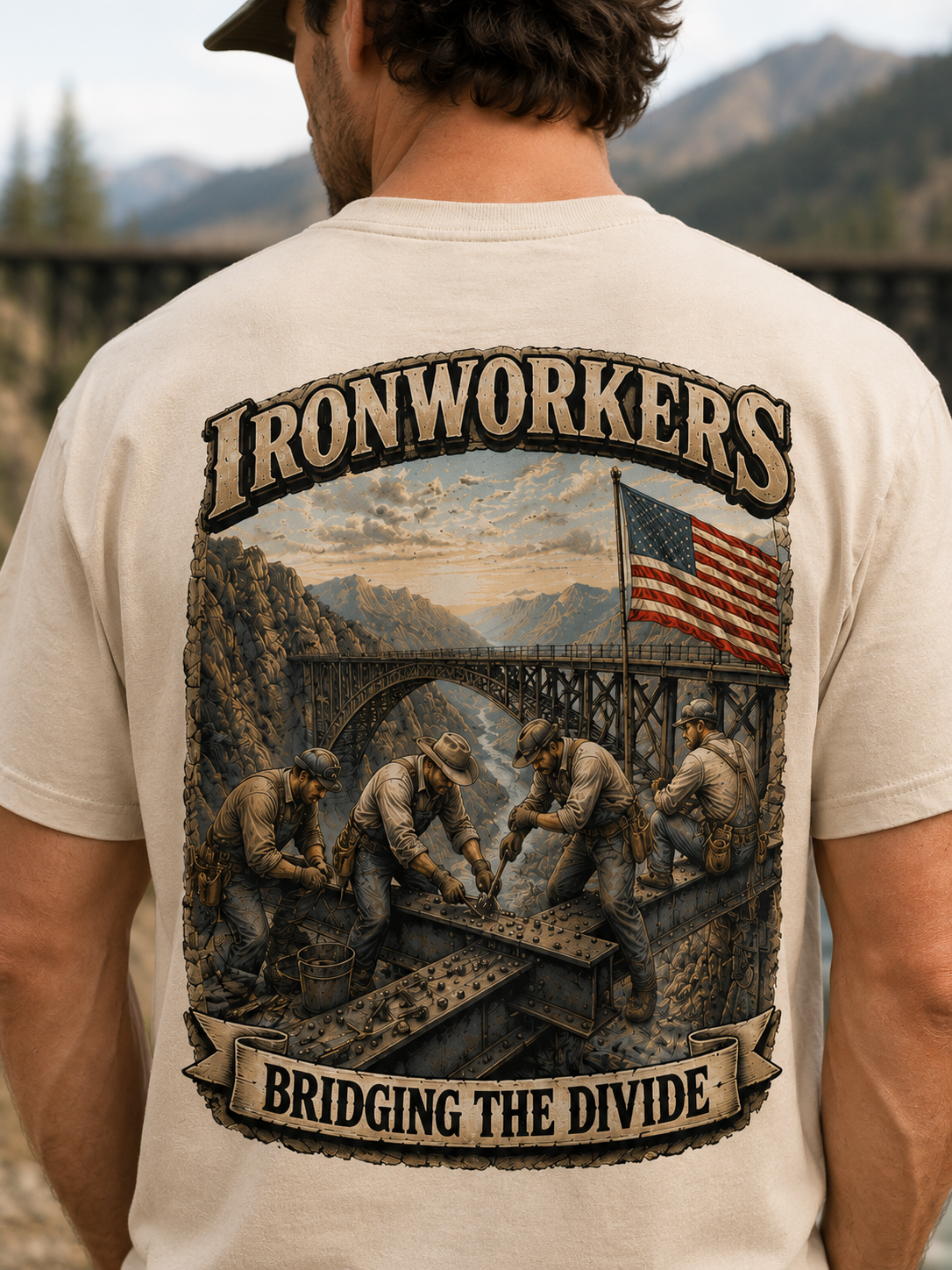 Old Skool Customs Ironworkers – Bridging the Divide T-Shirt