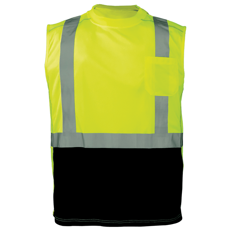 GGS FrogWear® HV Premium Athletic-Type High-Visibility Black Bottom Sleeveless Safety Shirt - GLO-202