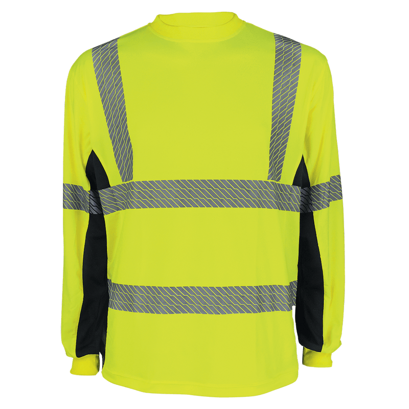 FrogWear® HV Premium Athletic High-Visibility Long-Sleeved Shirt with Breathable Black Mesh - GLO-225LS