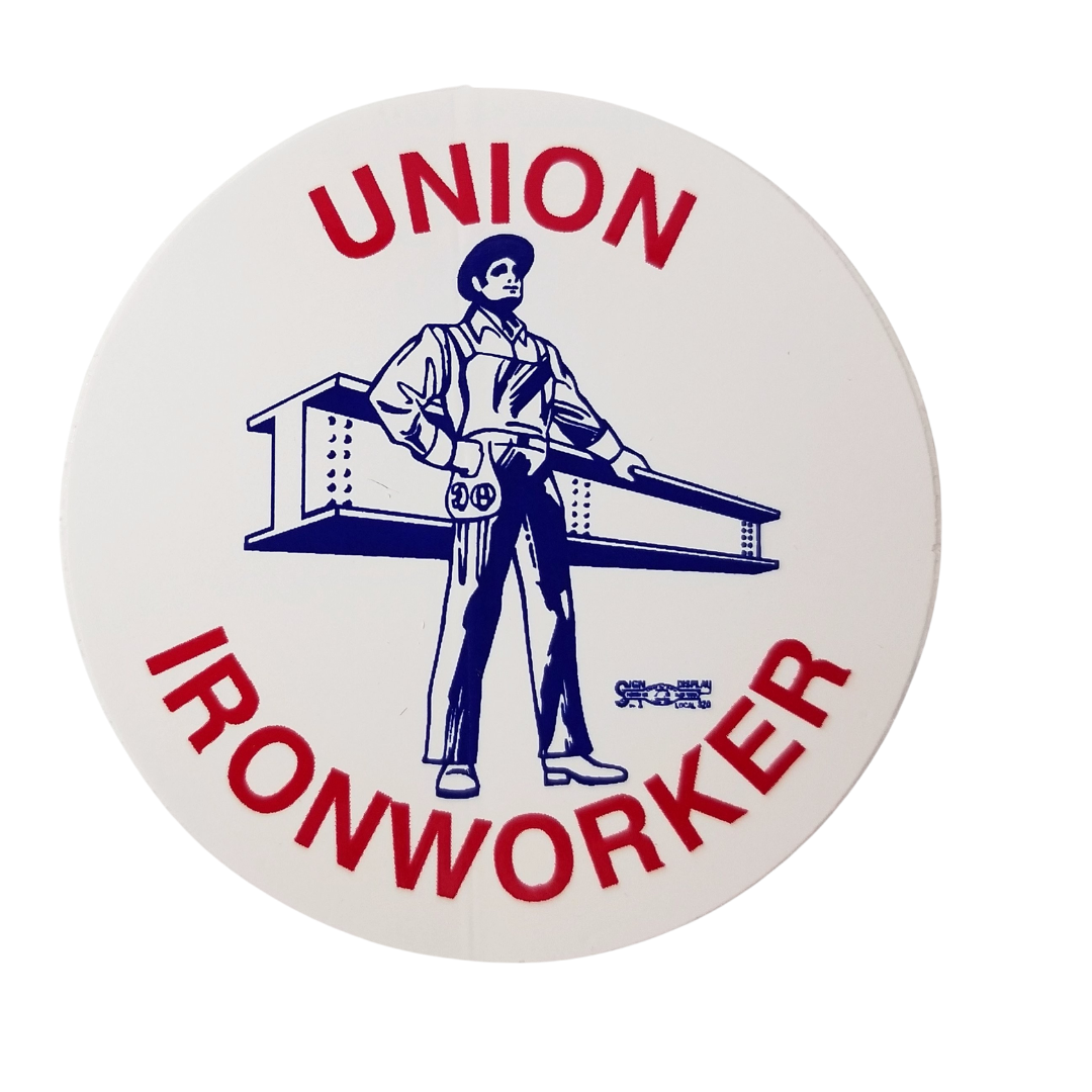 10 Pack Union Ironworker Man and Beam Hardhat Sticker #M-69