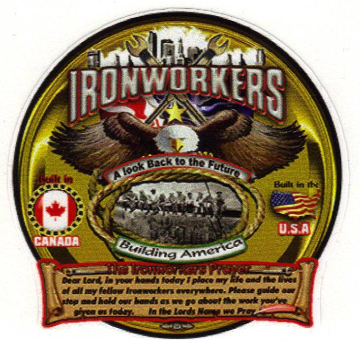 5 Pack  Ironworkers Prayer Full Color Hardhat Stickers BW7