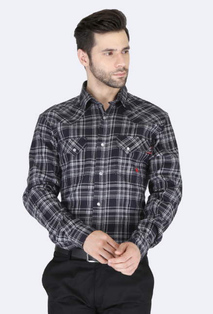 Forge Fr Men's Black Plaid Long Sleeve Shirt - MFRPLDS232