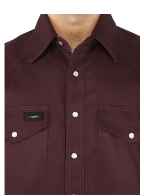 Forge FR Snap Front Burgandy Work Shirt