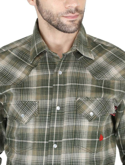 Forge Fr Men's Sage Green Plaid Long Sleeve Shirt - MFRPLDS231