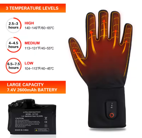 RR Safety Rechargeable Heated Glove Liners with Lithium Battery Pack