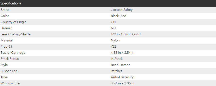 Jackson Safety Bead Demon Graphic Auto-Darkening Welding Helmet – 4/9-13 Shade, Grind Mode, Ratchet & Large Viewing Area