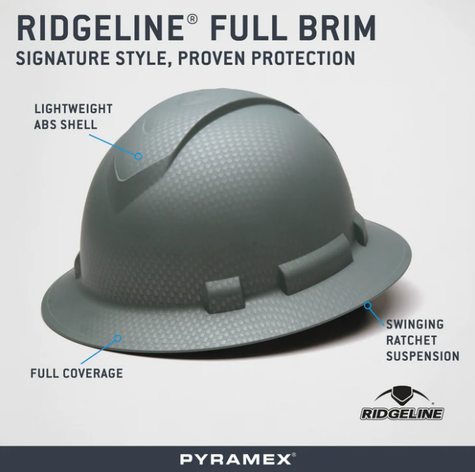 Pyramex Ridgeline Full Brim Hard Hat Graphite