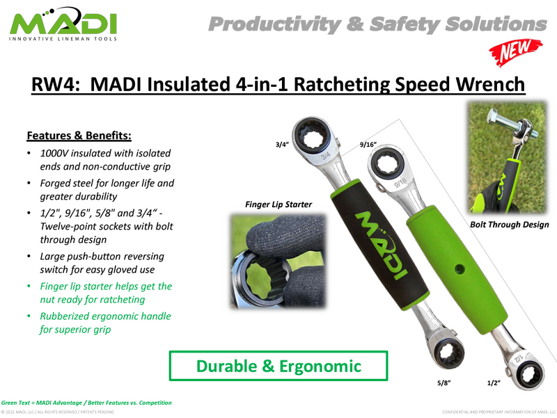 MADI Insulated 4-in-1 Ratcheting Speed Wrench