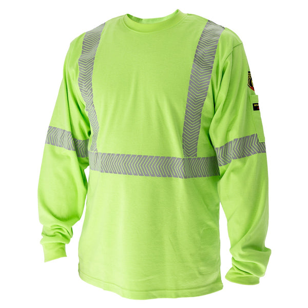 Black Stallion 7 oz. AR/FR Cotton Knit Long-Sleeve T-Shirt, Lime with