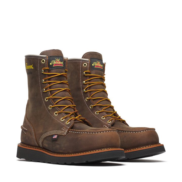 Thorogood 1957 Series WP 8″ Crazy Horse Steel Moc Toe BLK Wedge  804-3878