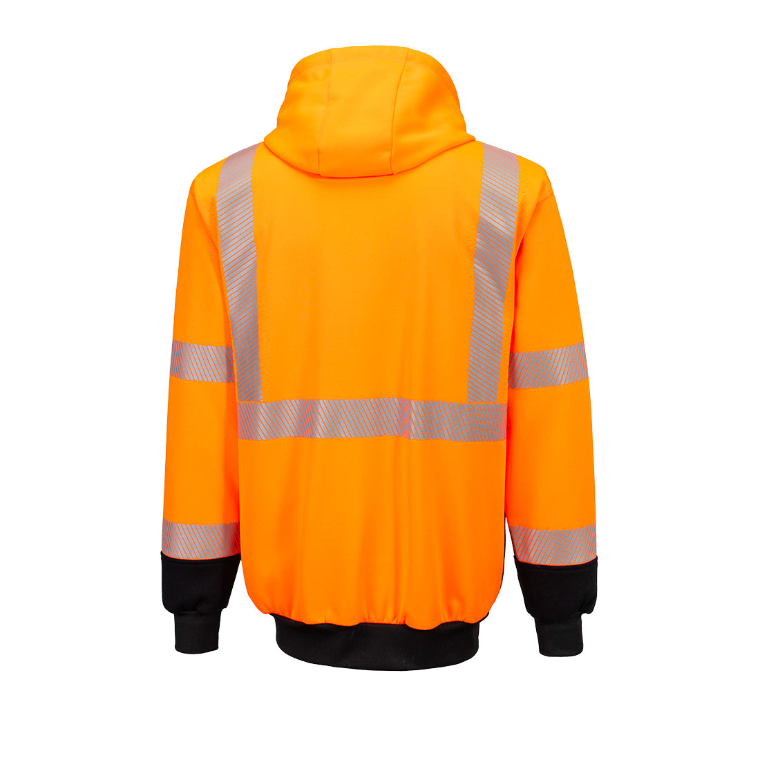 Portwest Hi-Vis Contrast Segmented Tape Zipped Hoodie-UB320-Orange