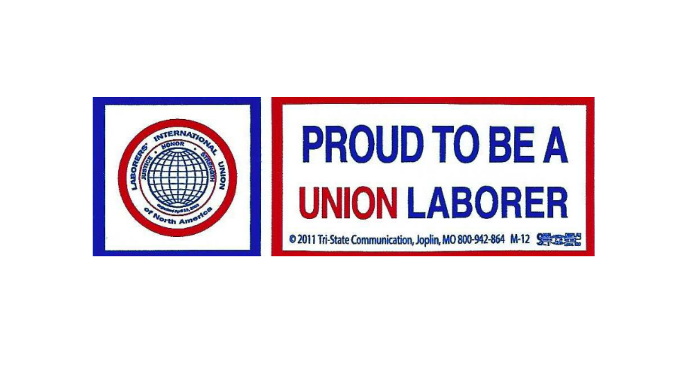 Proud to be a Union Laborer Hardhat Sticker #T11
