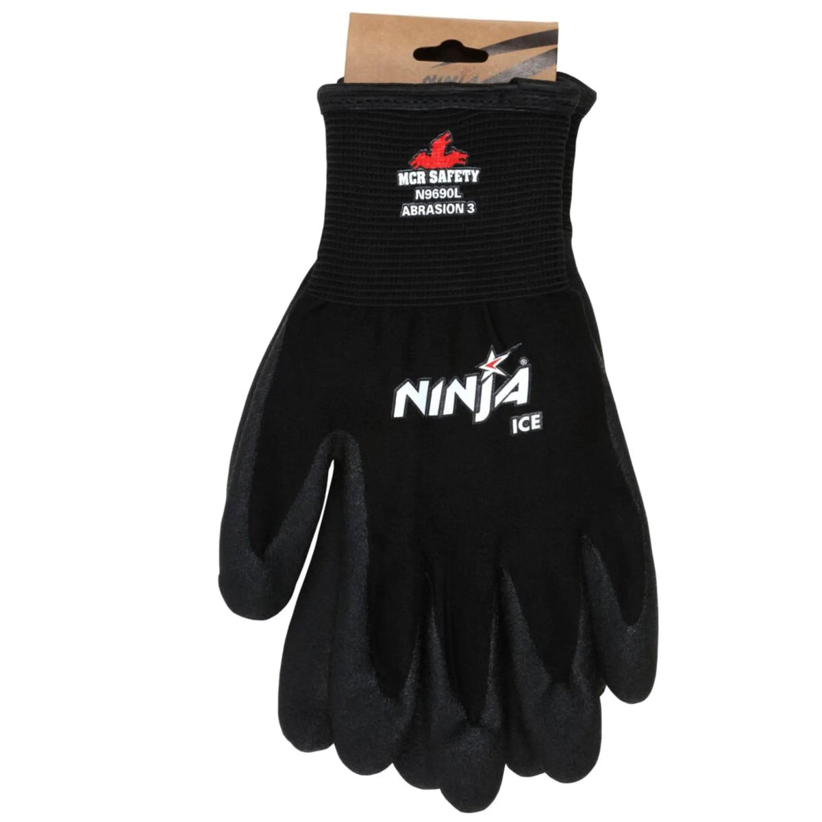 MCR Safety Ninja Ice N9690 Insulated Work Gloves, HPT Foam Coated, 15 Gauge, Black