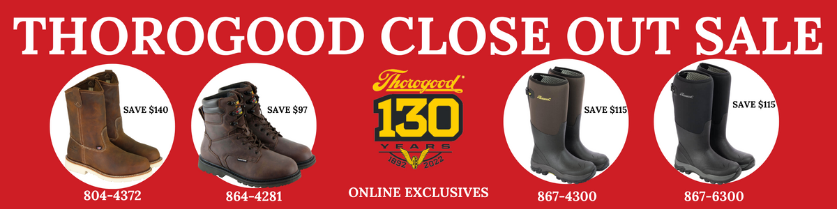 Thorogood Boot Close Out Sale. Online Only