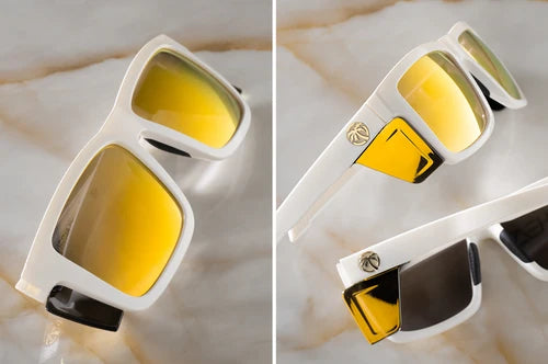 Heat Wave Performance Vise Sunglasses: Gloss White Gold Lens Z87+ Polarized