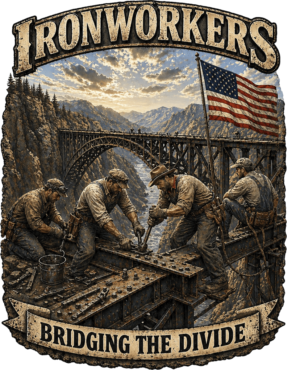 Old Skool Customs Ironworkers – Bridging the Divide T-Shirt
