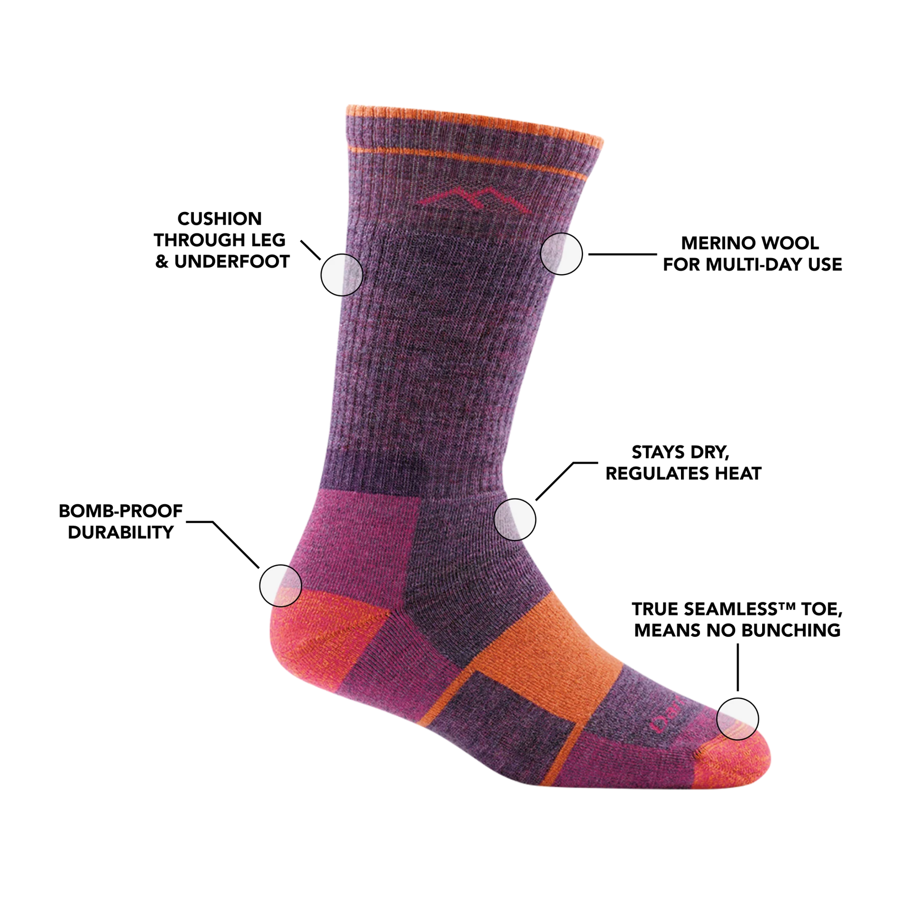 Darn Tough Women's Boot Full Cushion Midweight Hiking Sock
