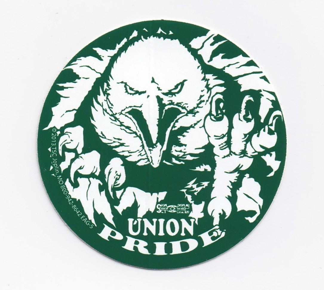 Union Pride Green Eagle Hard Hat Sticker #T67