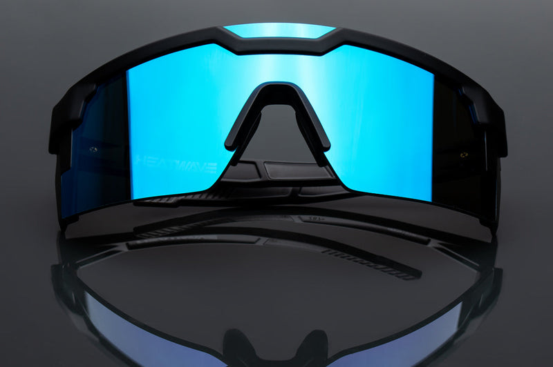 Heat Wave Future Tech Sunglasses: Black Frame/Galaxy Blue Lens Z87+ - HardHatGear