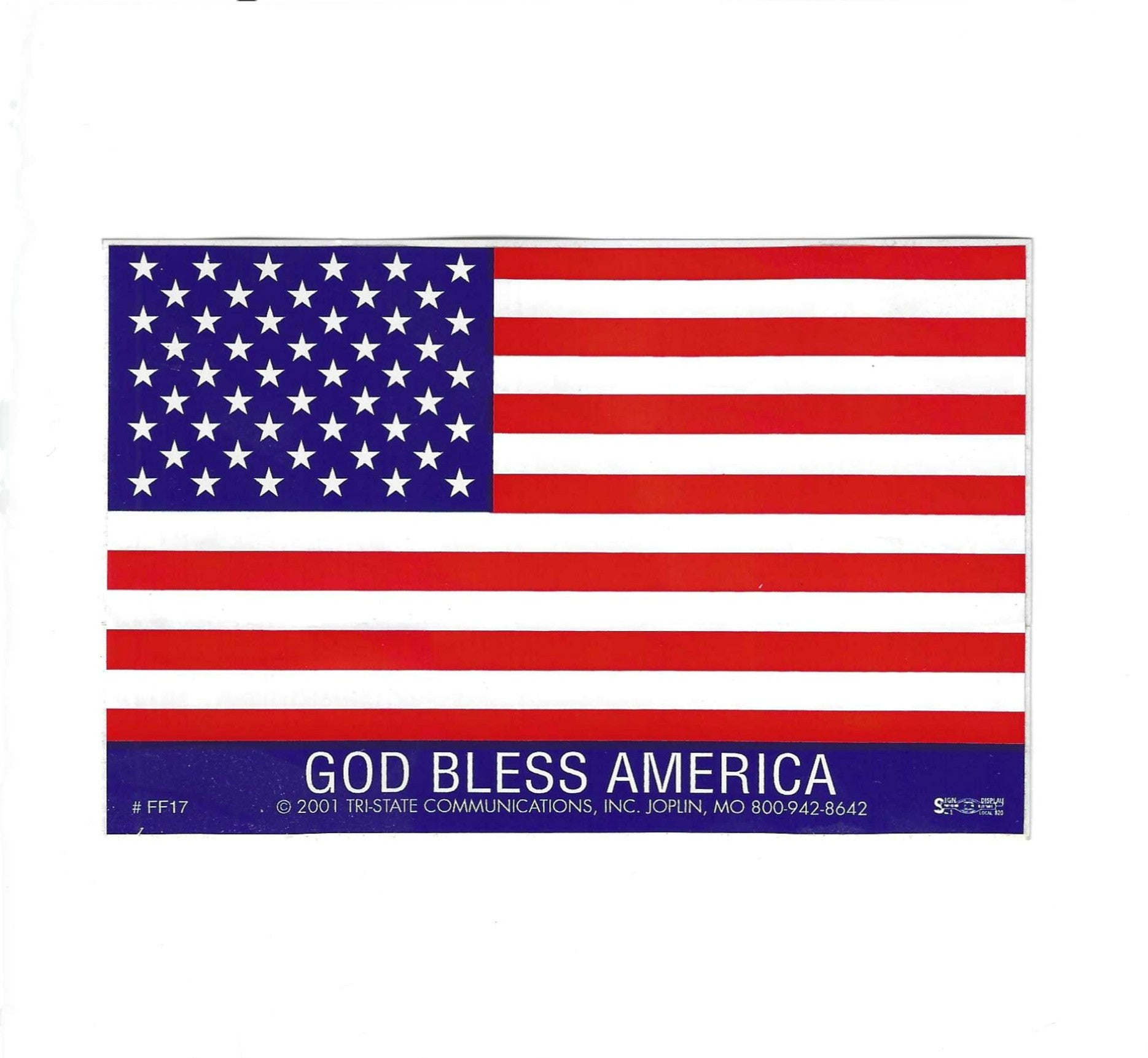 'God Bless America' American Flag Hard Hat Sticker
