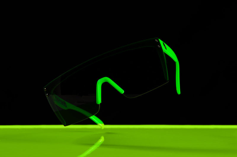Heat Wave Lazer Face Sunglasses: Moto Green Frame/Black Lens Z87+ - HardHatGear