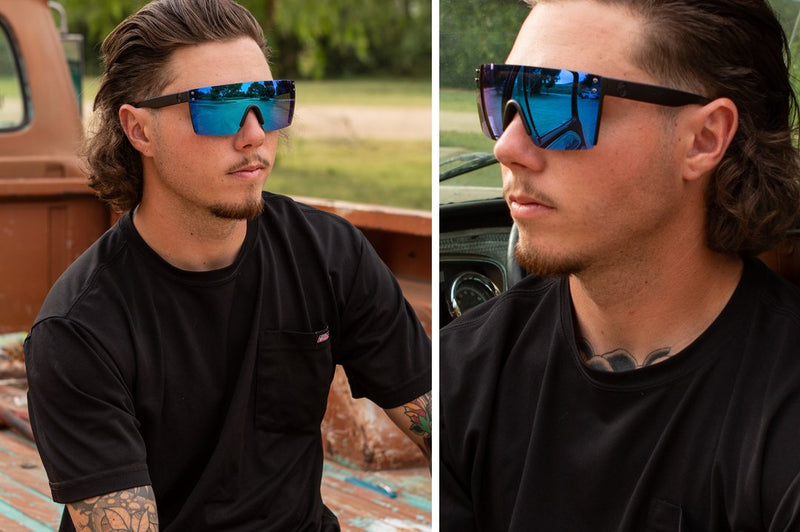 Heat Wave Lazer Face Sunglasses: Black Frame/Galaxy Lens Z87+ - HardHatGear