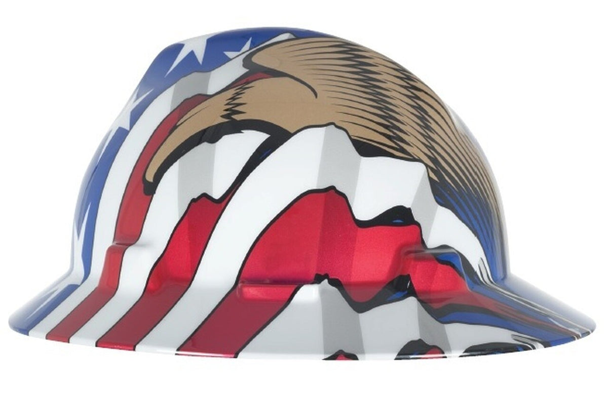 MSA American Flag w 2 Eagles V Gard Hard Hat