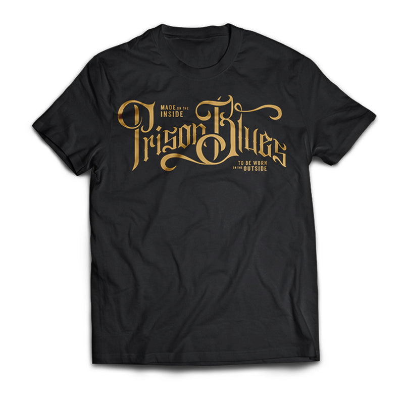 Prison Blues Metallic Script T-Shirt-Clearance