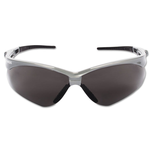 Gray frame safety glasses with smoke lens