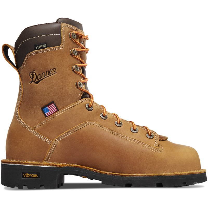 8" brown leather lace-up work boot with vibram sole by Danner