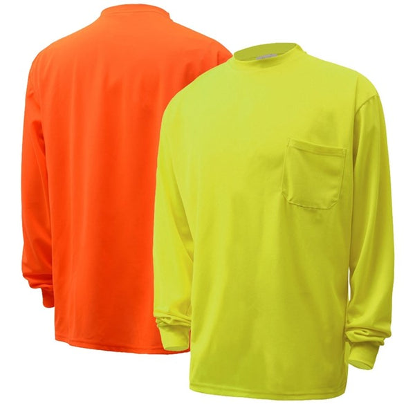 GSS Safety Moisture Wicking Long-Sleeve Safety T-Shirt with Chest Pocket
