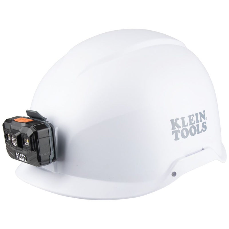 Klein Safety Helmet, Non-Vented-Class E, with Rechargeable Headlamp, White