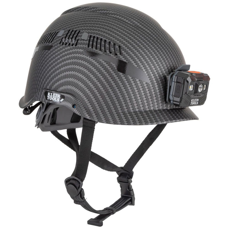 Klein Safety Helmet, Premium KARBN™ Pattern, Vented, Class C, Headlamp