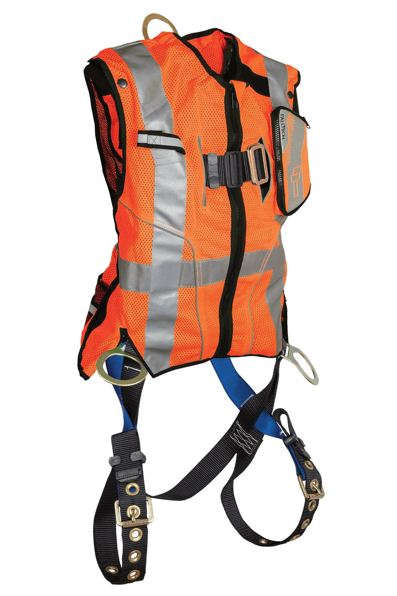 FallTech Hi-Vis Lime Class 2 Vest with 3D Standard Non-belted Full Body Harness