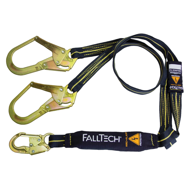 Falltech 6' Arc Flash Energy Absorbing Lanyard, Double-leg with Steel Connectors