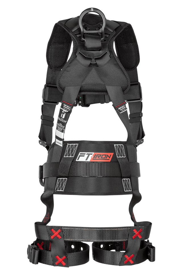 Falltech FT-Iron 3D-Ring Construction Belted Full Body Harness, Tongue Buckle Leg Adjustment