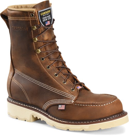 8" BROWN LEATHER LACE UP WORK BOOT BY CAROLINA