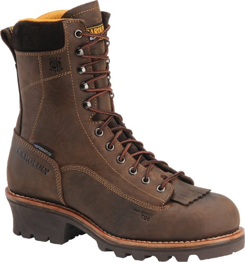 Carolina 8" brown leather logger work boot