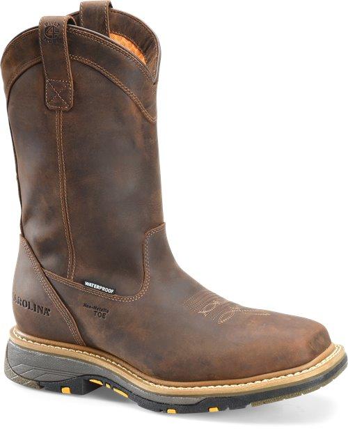 Carolina 11" Pull On Brown Leather Work Boot