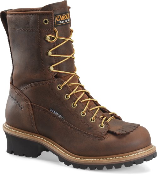 Carolina 8" brown leather lace up work boot logger