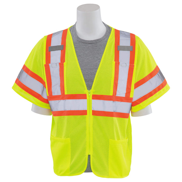 ERB S683P Type R Class 3 Mesh Two-Tone Safety Vest with Zipper - Yellow/Lime- Discontinued