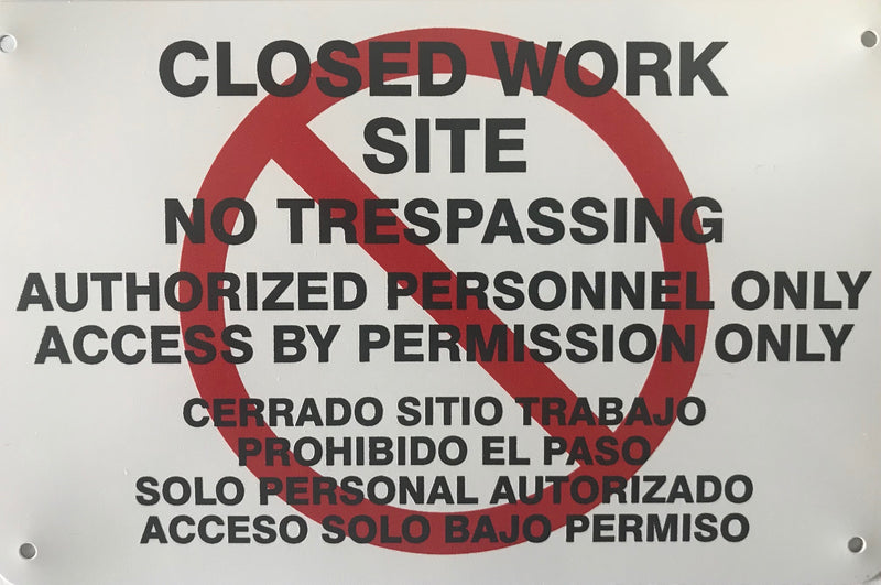 Aluminum Closed Work Site Signs
