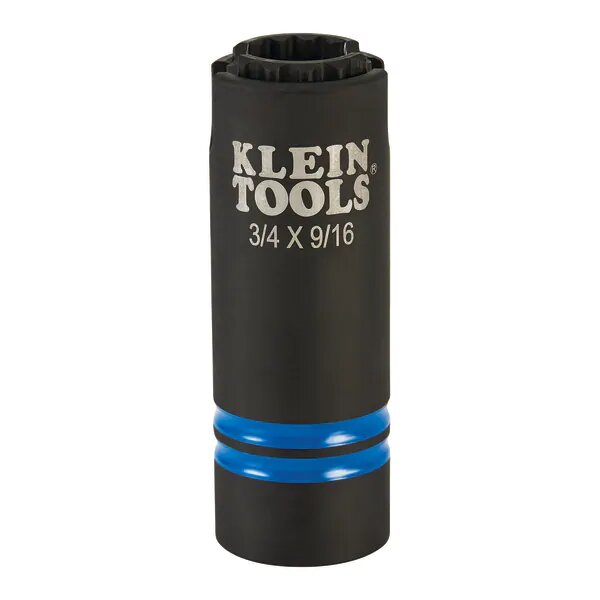 Klein 3-in-1 Slotted Impact Socket, 12-Point, 3/4 and 9/16-Inch