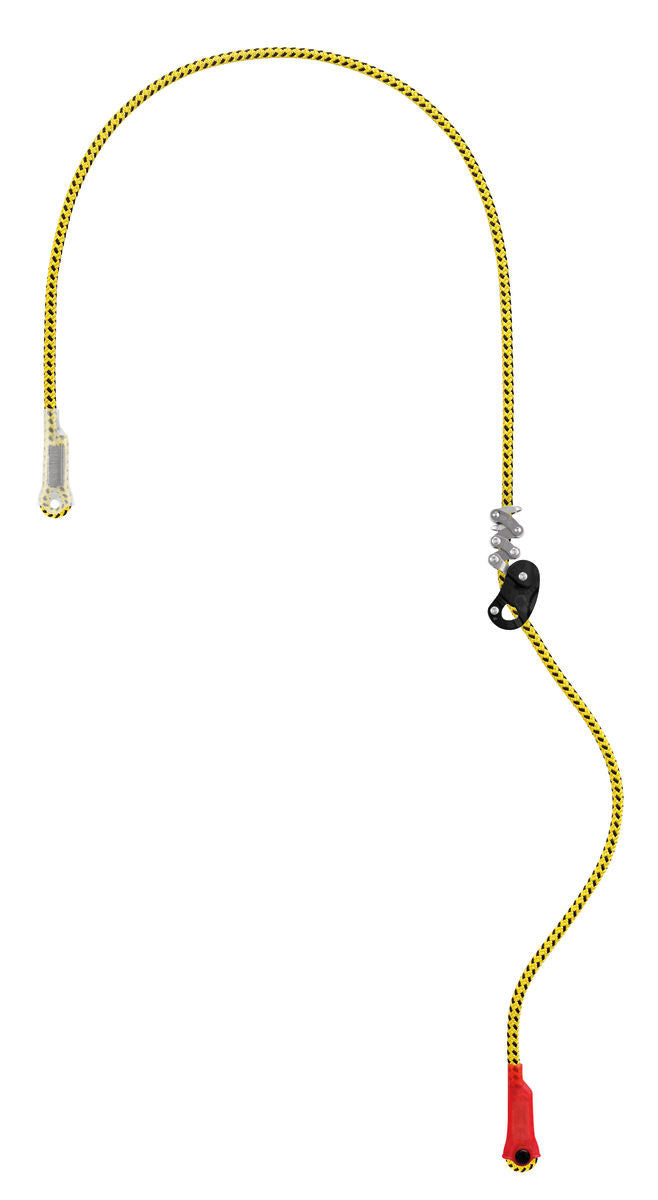      Adjustable work positioning lanyard for tree care.     The ZILLON work positioning lanyard for tree care adjusts easily with only one hand, even when loaded.     It is designed for use in double mode on the harness side attachment points, or in single mode on the ventral attachment point with the hand on the free end.     Yellow color for excellent visibility.