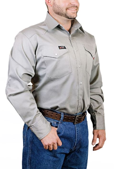 Forge FR Snap Front Grey Work Shirt