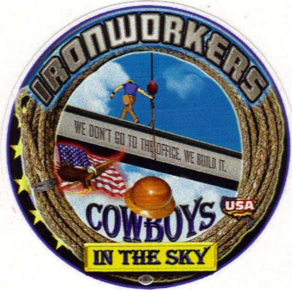 Ironworkers cowboys in the star hard hat sticker