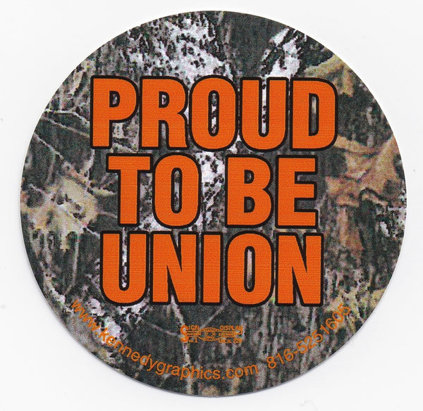 'Proud to be Union' Camo Hard Hat Sticker  S-104
