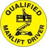 QUALIFIED MANLIFT DRIVER Hard Hat Sticker