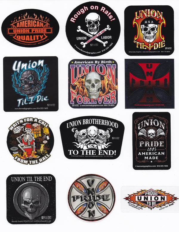 Union Hard Hat Sticker Mix 1 - Skulls, Flames & Crosses