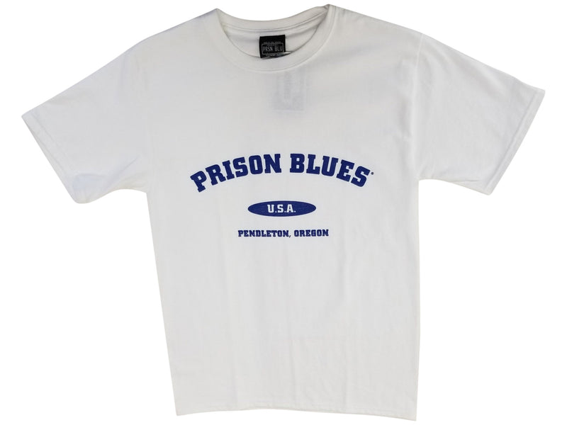 Prison Blues Varsity Blues T-Shirt in White